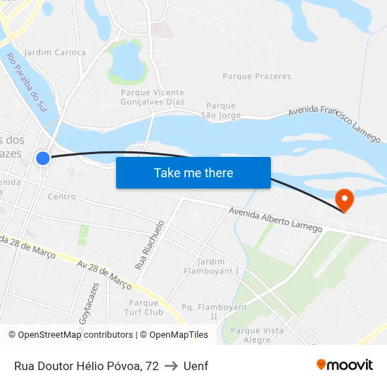 Rua Doutor Hélio Póvoa, 72 to Uenf map
