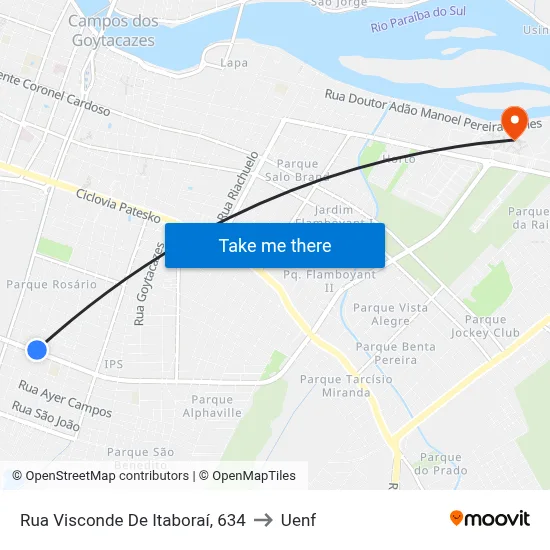 Rua Visconde De Itaboraí, 634 to Uenf map