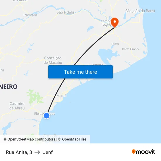 Rua Anita, 3 to Uenf map