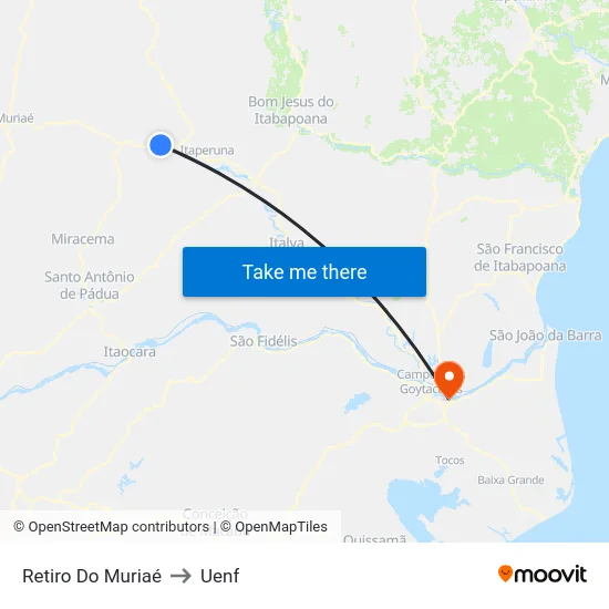 Retiro Do Muriaé to Uenf map