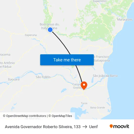 Avenida Governador Roberto Silveira, 133 to Uenf map