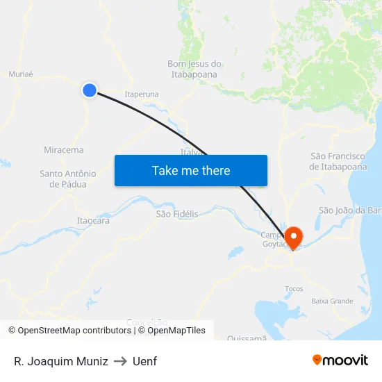R. Joaquim Muniz to Uenf map