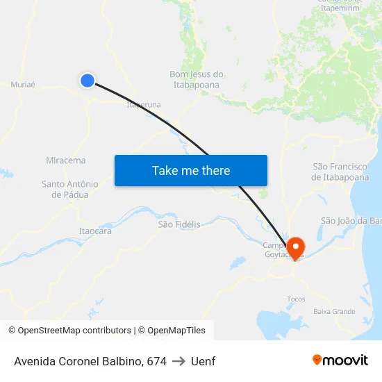 Avenida Coronel Balbino, 674 to Uenf map