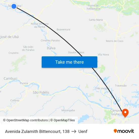 Avenida Zulamith Bittencourt, 138 to Uenf map