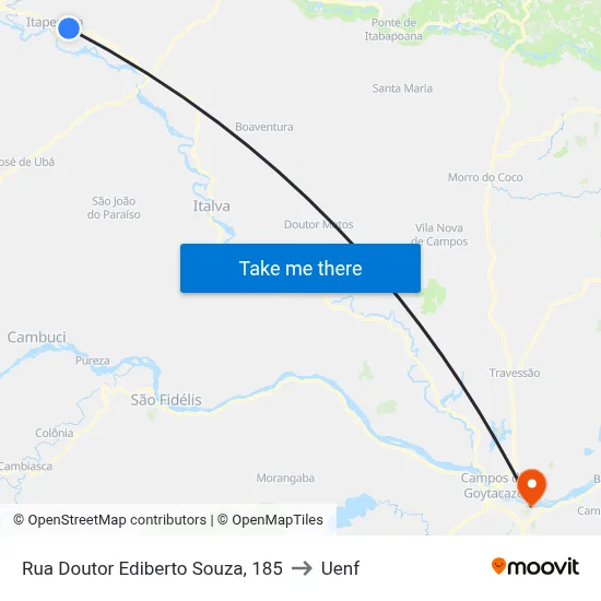 Rua Doutor Ediberto Souza, 185 to Uenf map