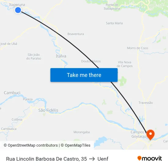 Rua Lincolin Barbosa De Castro, 35 to Uenf map