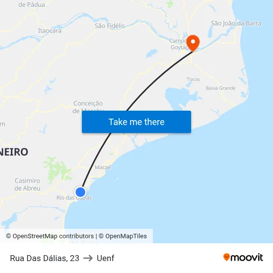 Rua Das Dálias, 23 to Uenf map