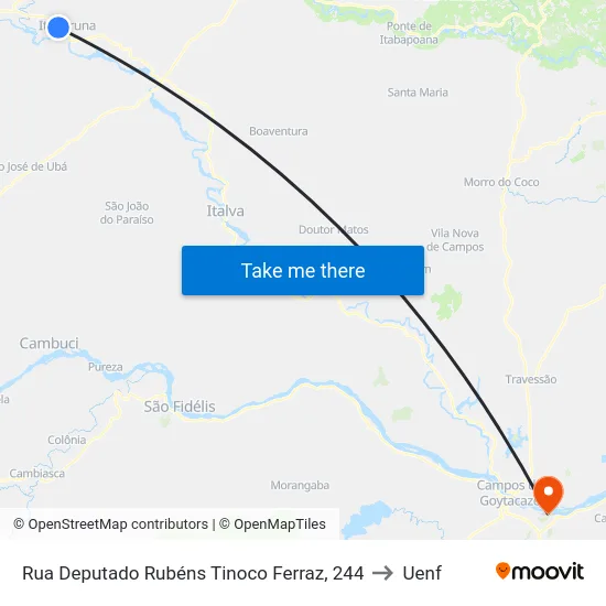 Rua Deputado Rubéns Tinoco Ferraz, 244 to Uenf map