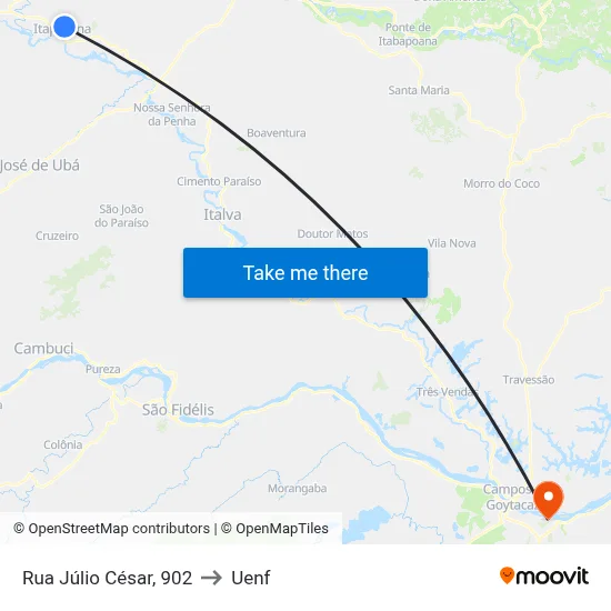 Rua Júlio César, 902 to Uenf map