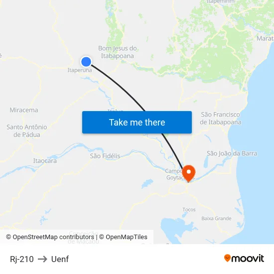 Rj-210 to Uenf map