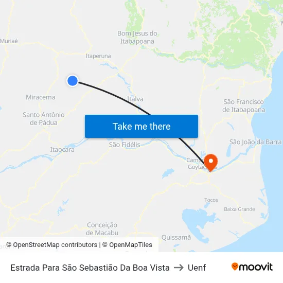Estrada Para São Sebastião Da Boa Vista to Uenf map