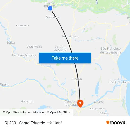 Rj-230 - Santo Eduardo to Uenf map