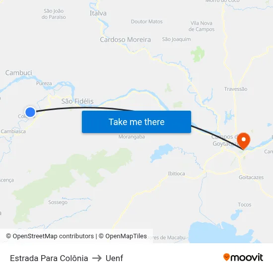 Estrada Para Colônia to Uenf map