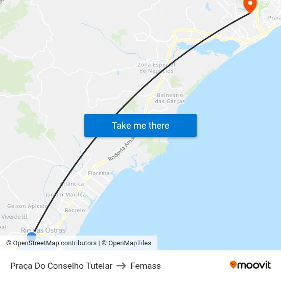 Praça Do Conselho Tutelar to Femass map