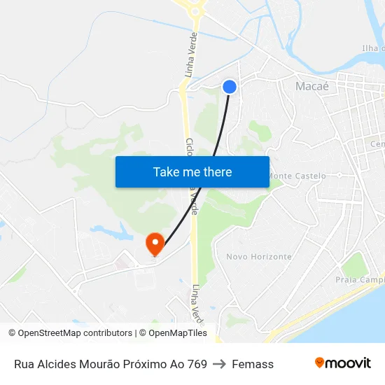 Rua Alcides Mourão Próximo Ao 769 to Femass map