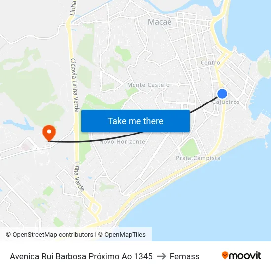 Avenida Rui Barbosa Próximo Ao 1345 to Femass map