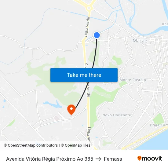 Avenida Vitória Régia Próximo Ao 385 to Femass map
