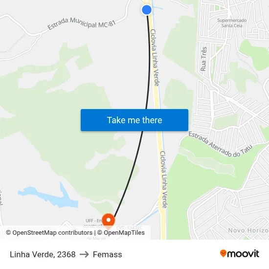 Linha Verde, 2368 to Femass map