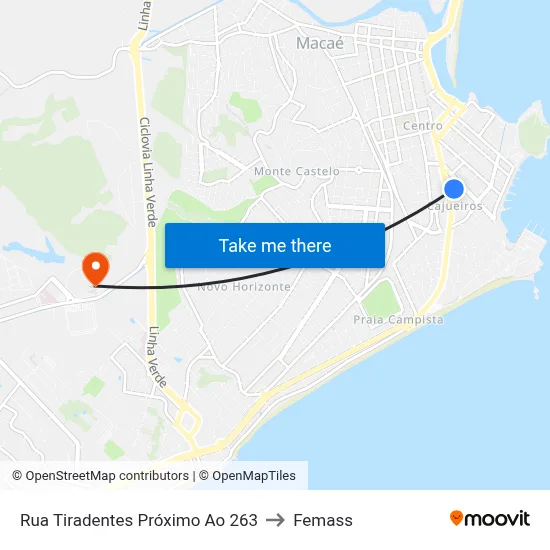Rua Tiradentes Próximo Ao 263 to Femass map