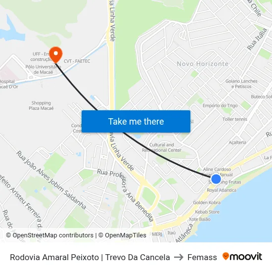 Rodovia Amaral Peixoto | Trevo Da Cancela to Femass map
