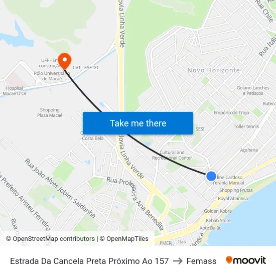 Estrada Da Cancela Preta Próximo Ao 157 to Femass map