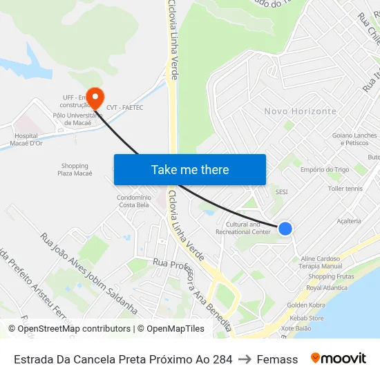 Estrada Da Cancela Preta Próximo Ao 284 to Femass map