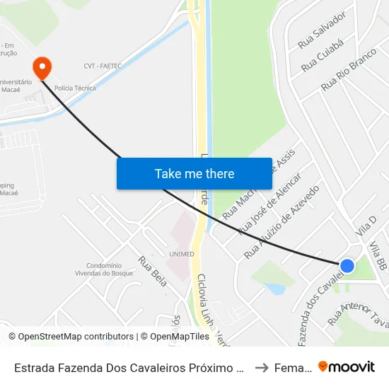 Estrada Fazenda Dos Cavaleiros Próximo Ao 146 to Femass map