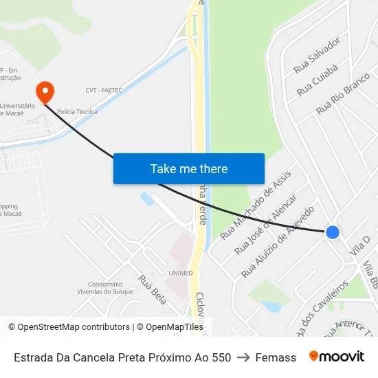 Estrada Da Cancela Preta Próximo Ao 550 to Femass map