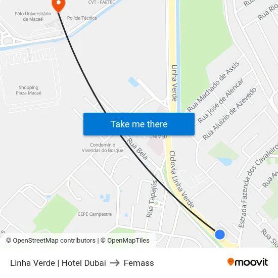 Linha Verde | Hotel Dubai to Femass map