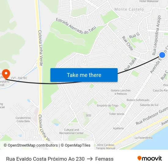 Rua Evaldo Costa Próximo Ao 230 to Femass map