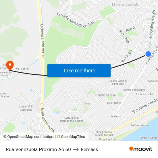 Rua Venezuela Próximo Ao 60 to Femass map