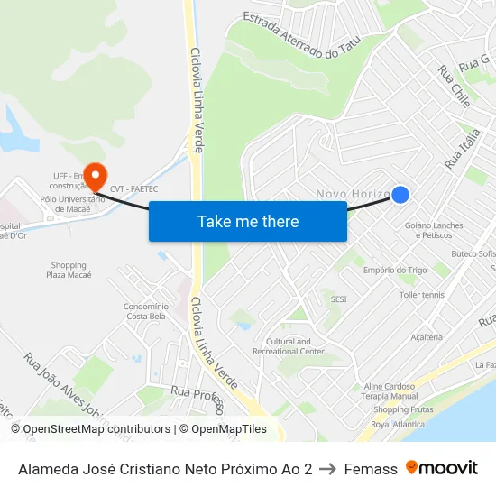 Alameda José Cristiano Neto Próximo Ao 2 to Femass map