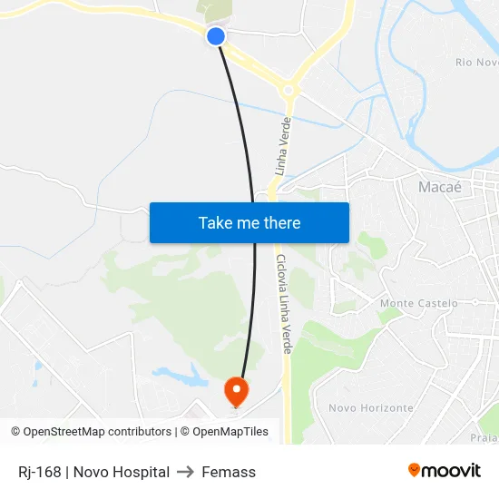 Rj-168 | Novo Hospital to Femass map