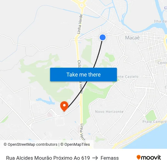 Rua Alcides Mourão Próximo Ao 619 to Femass map