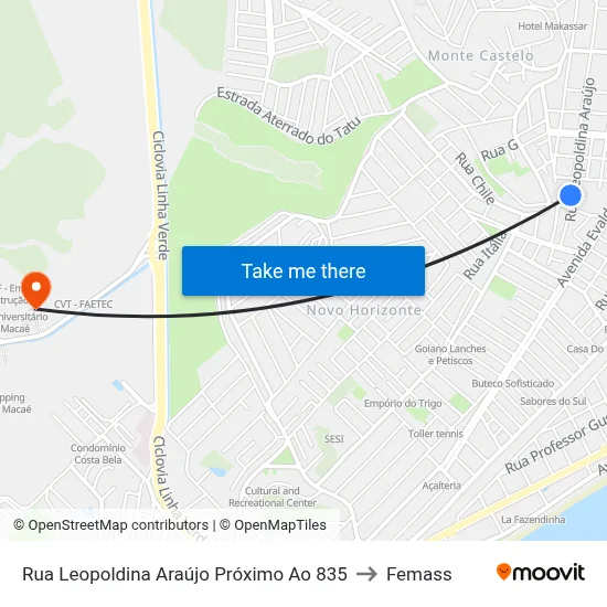 Rua Leopoldina Araújo Próximo Ao 835 to Femass map