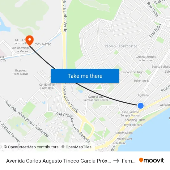 Avenida Carlos Augusto Tinoco Garcia Próximo Ao 1545 to Femass map