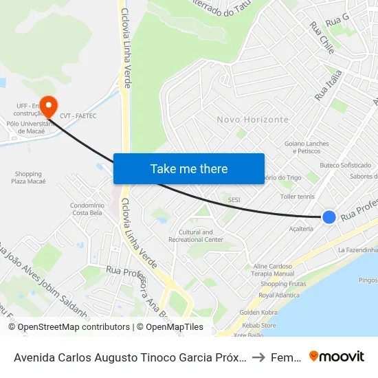 Avenida Carlos Augusto Tinoco Garcia Próximo Ao 1401 to Femass map