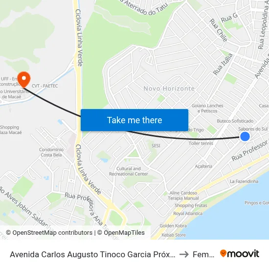 Avenida Carlos Augusto Tinoco Garcia Próximo Ao 1111 to Femass map