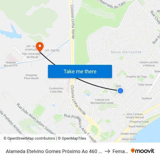 Alameda Etelvino Gomes Próximo Ao 460 | Sesi to Femass map