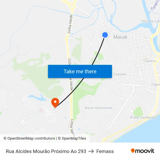 Rua Alcides Mourão Próximo Ao 293 to Femass map