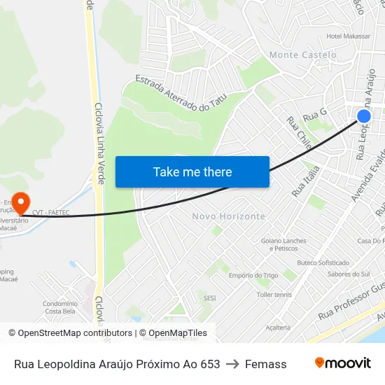 Rua Leopoldina Araújo Próximo Ao 653 to Femass map