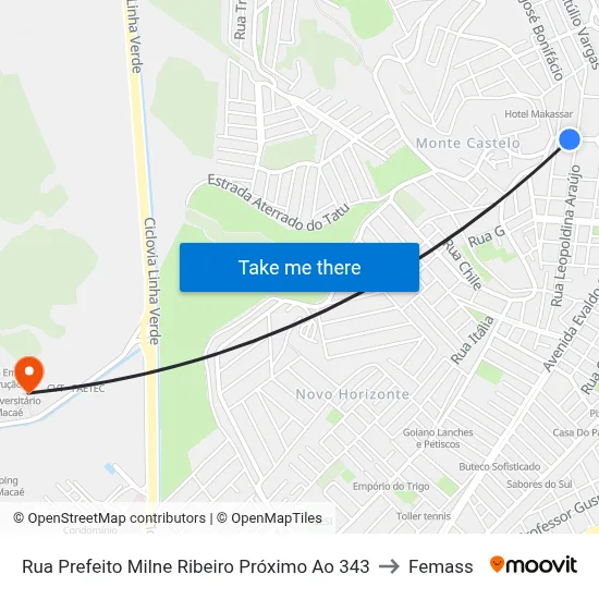 Rua Prefeito Milne Ribeiro Próximo Ao 343 to Femass map