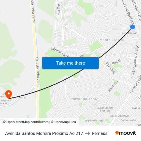Avenida Santos Moreira Próximo Ao 217 to Femass map