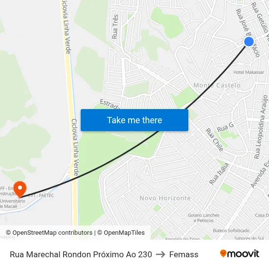 Rua Marechal Rondon Próximo Ao 230 to Femass map