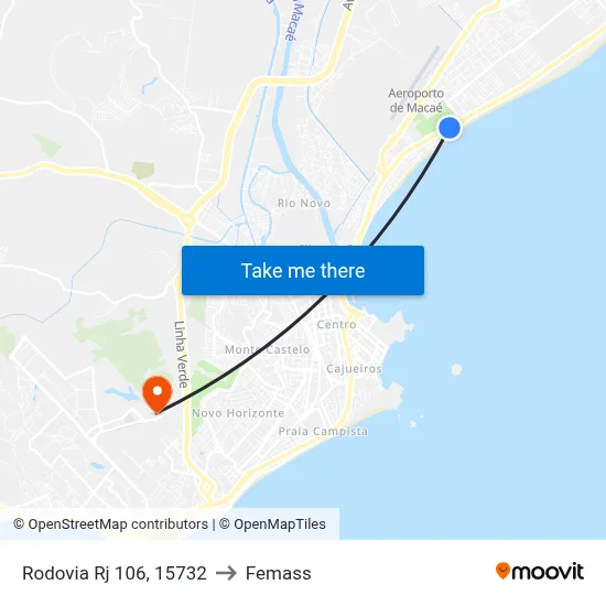 Rodovia Rj 106, 15732 to Femass map