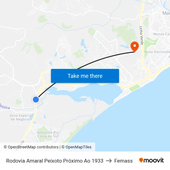Rodovia Amaral Peixoto Próximo Ao 1933 to Femass map
