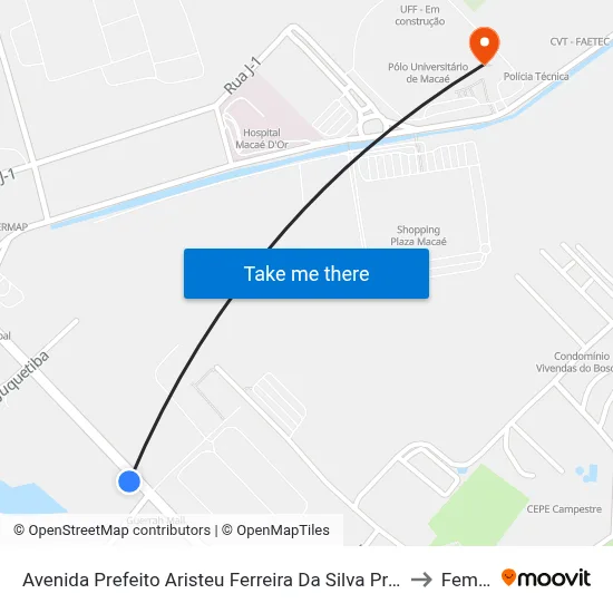Avenida Prefeito Aristeu Ferreira Da Silva Próximo Ao 4834 to Femass map