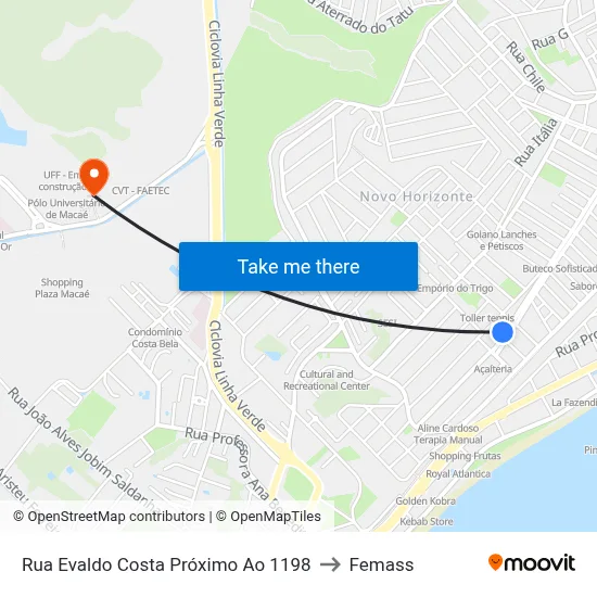 Rua Evaldo Costa Próximo Ao 1198 to Femass map