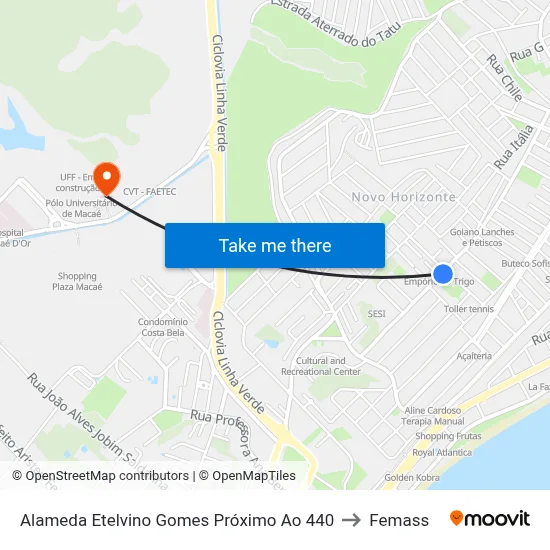 Alameda Etelvino Gomes Próximo Ao 440 to Femass map