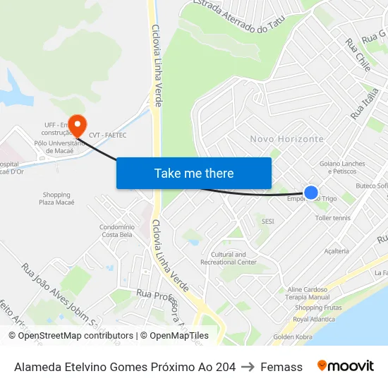 Alameda Etelvino Gomes Próximo Ao 204 to Femass map